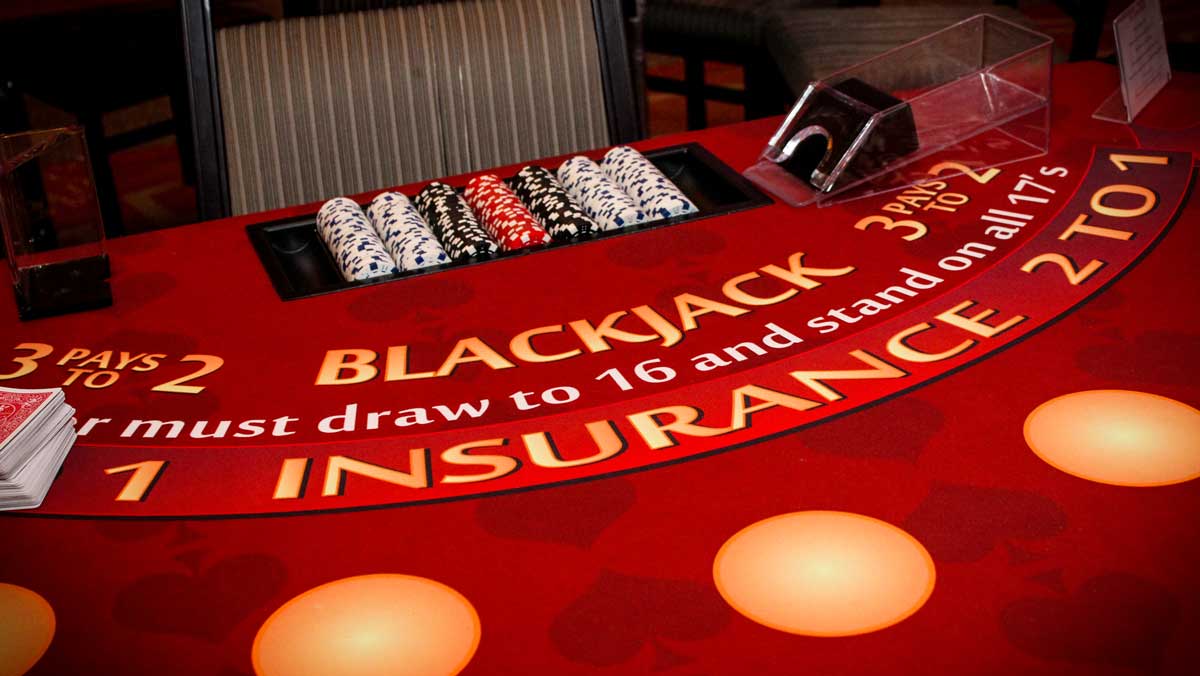 An empty blackjack table at the casino